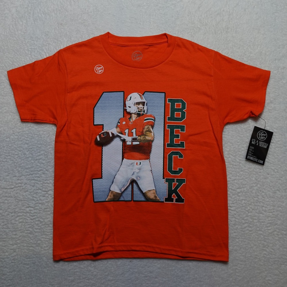 Dyme Lyfe Cam Ward Beck T-Shirt Youth XL Orange Brand New Miami Hurricanes NIL